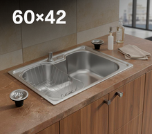 Carregar imagem no visualizador da galeria, Cuba Pia Cozinha Gourmet Aço Inox 60x42cm Homefy + Acessórios Homefy.casa