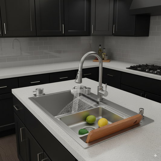 Cuba Cascata Gourmet Premium Torneira Lavador Copos Completa Cor Prateado HOMEFY®