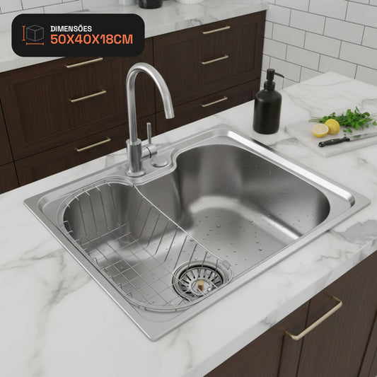 Cuba Pia Cozinha Gourmet Aço Inox 50x40cm Homefy + Acessórios Homefy.casa