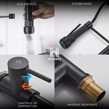 Carregar imagem no visualizador da galeria, Torneira Cozinha Gourmet Monocomando Black Preto Fosco 50 Cm HOMEFY®