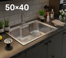 Carregar imagem no visualizador da galeria, Cuba Pia Cozinha Gourmet Aço Inox 50x40cm Homefy + Acessórios Homefy.casa
