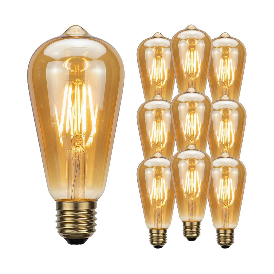 [10x] Lâmpada Filamento LED ST64 Vintage E27 | Branco Quente Homefy Homefy
