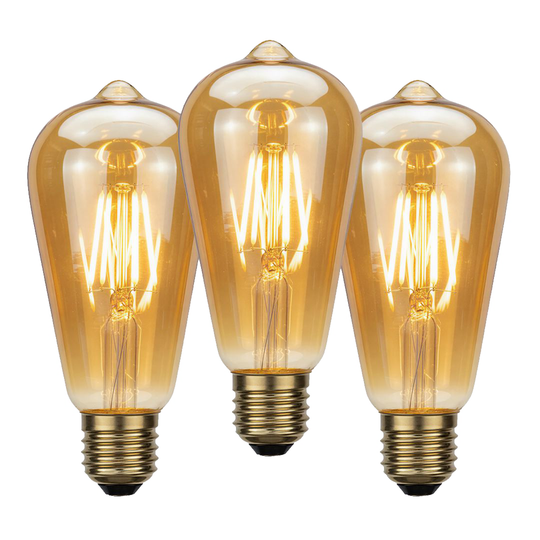 [3x] Lâmpada Filamento LED ST64 Vintage E27 | Branco Quente Homefy Homefy