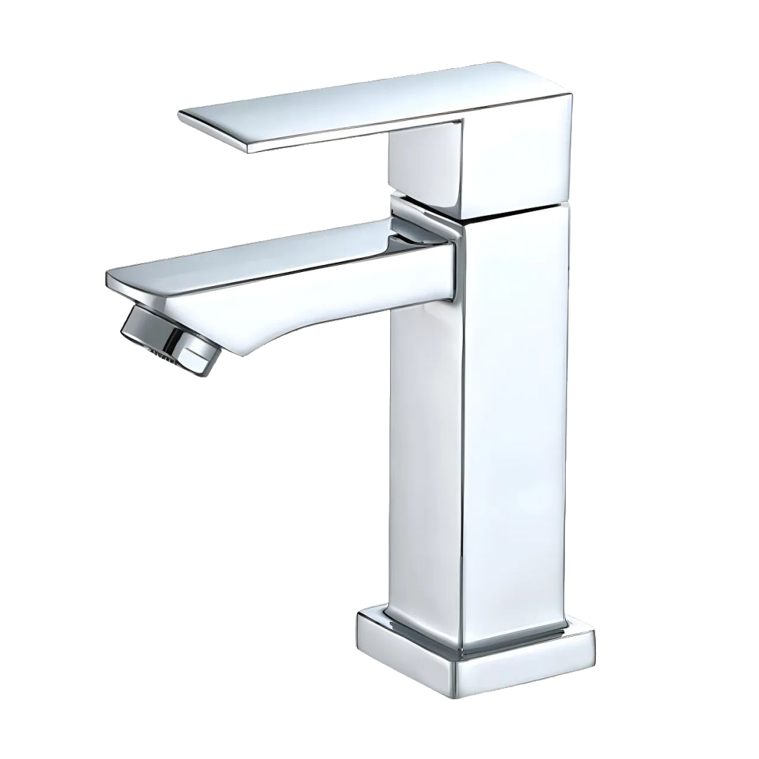 Torneira Banheiro Luxo Quadrada 1/4 Volta Inox Aço Prata Bancada Pia Banheiro Alto Padrão Homefy.casa