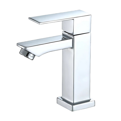 Torneira Banheiro Luxo Quadrada 1/4 Volta Inox Aço Prata Bancada Pia Banheiro Alto Padrão Homefy.casa