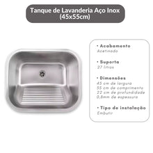 Carregar imagem no visualizador da galeria, Tanque Lavanderia 55x45 Com Válvula Aço Inox 201 HOMEFY®
