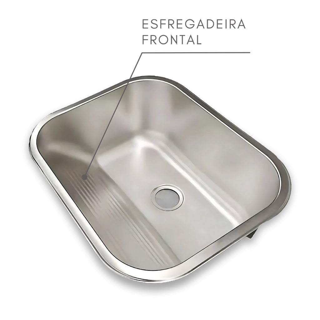 Tanque Lavanderia 55x45 Com Válvula Aço Inox 201 HOMEFY®