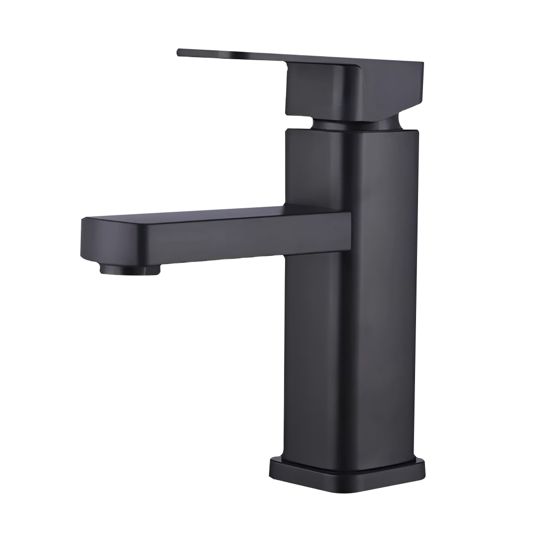 Torneira Banheiro Luxo Quadrada 1/4 Volta Inox Aço Preta Bancada Pia Banheiro Alto Padrão Homefy.casa