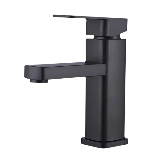 Torneira Banheiro Luxo Quadrada 1/4 Volta Inox Aço Preta Bancada Pia Banheiro Alto Padrão Homefy.casa