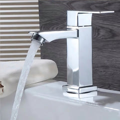 Torneira Banheiro Luxo Quadrada 1/4 Volta Inox Aço Prata Bancada Pia Banheiro Alto Padrão