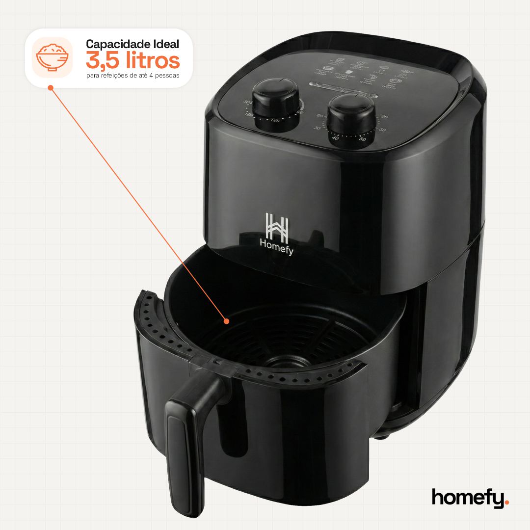 Air Fryer 3,5L 1400W Homefy – Fritadeira Elétrica Sem Óleo 127V HOMEFY®