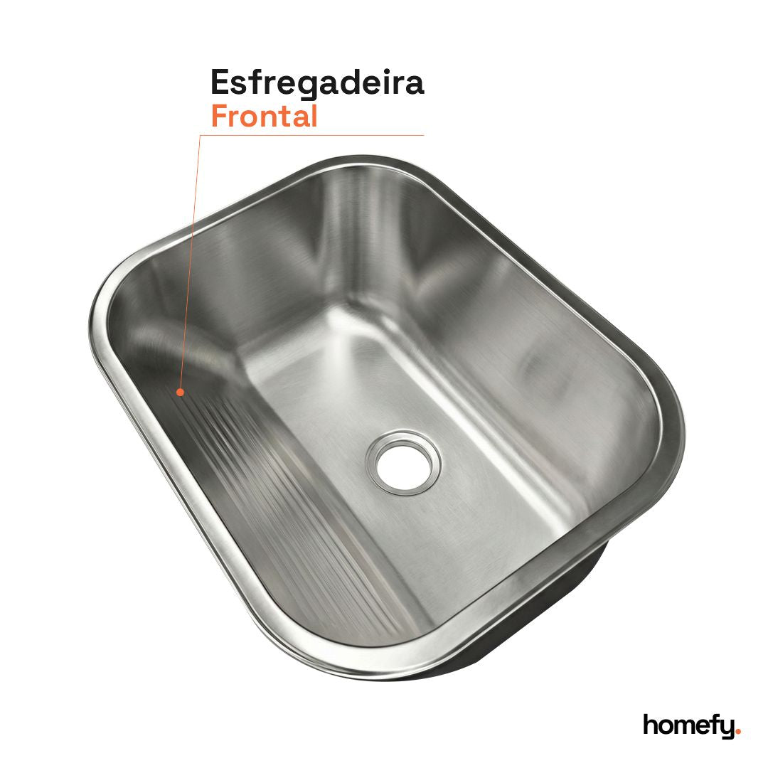 Tanque Lavanderia 55x45 Com Válvula Aço Inox 201 HOMEFY®