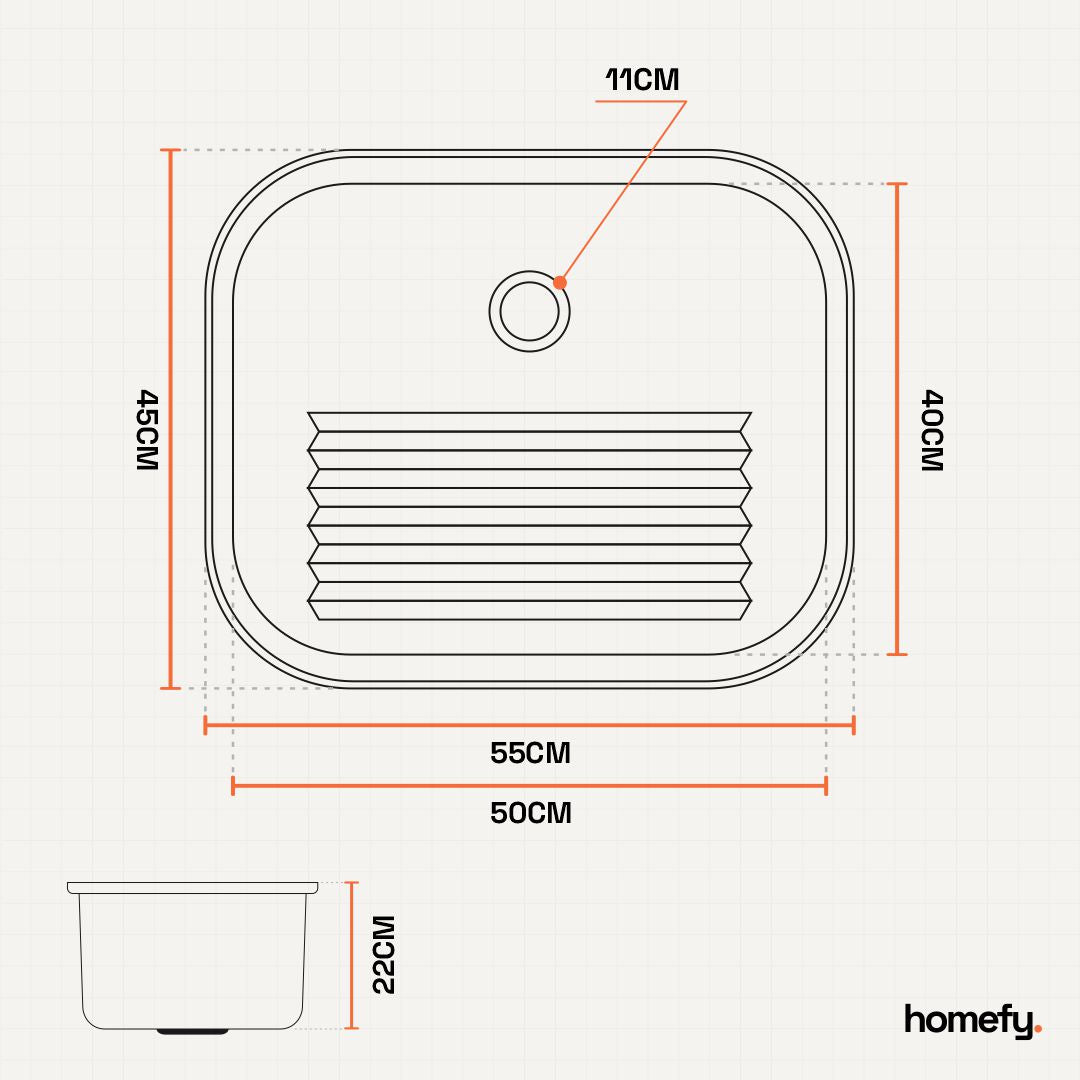 Tanque Lavanderia 55x45 Com Válvula Aço Inox 201 HOMEFY®