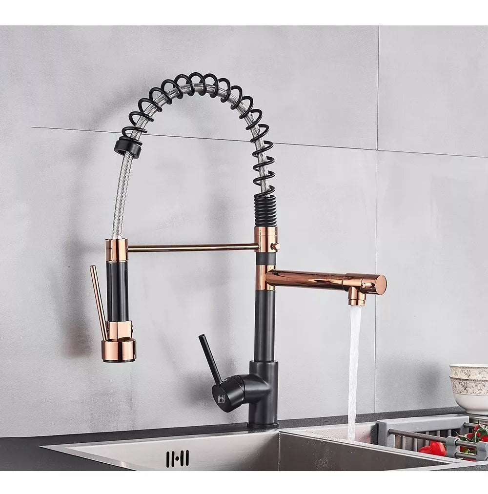 Torneira Cozinha Gourmet Monocomando Black Rose Gold HOMEFY®