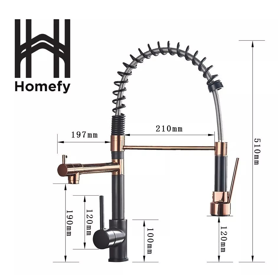 Torneira Cozinha Gourmet Monocomando Black Rose Gold HOMEFY®