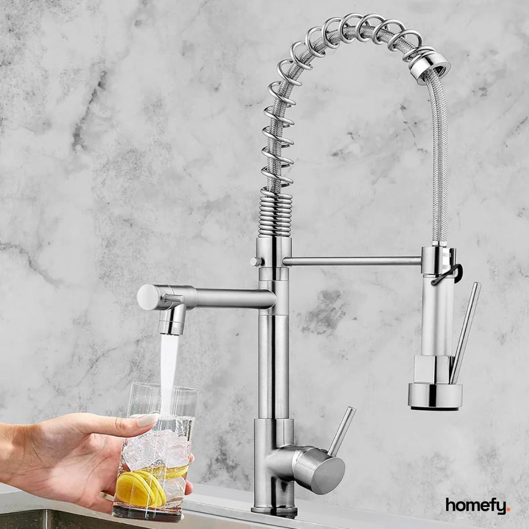 Torneira Gourmet Cromada 360° com Pulverizador Quente e Fria Homefy HOMEFY®